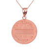 Solid Rose Gold Archangel Saint Gabriel Diamond Medallion Pendant Necklace   1.15" ( 29 mm)