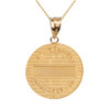 Two Tone Solid Yellow Gold Archangel Saint Gabriel Diamond Medallion Pendant Necklace   1.15" ( 29 mm)