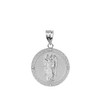 Sterling Silver Archangel Saint Gabriel CZ Medallion Pendant Necklace   1.02"  (25 mm )