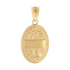 Solid Yellow Gold Archangel Saint Gabriel Diamond Oval Medallion Pendant Necklace 1.19" (  30 mm)