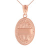 Solid Rose Gold Archangel Saint Gabriel Diamond Oval Medallion Pendant Necklace 1.19" (  30 mm)