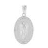 Sterling Silver Archangel Saint Gabriel CZ Oval Medallion Pendant Necklace 1.19" (  30 mm)