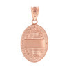 Two Tone Solid Rose Gold Archangel Saint Gabriel Diamond Oval Medallion Pendant Necklace 1.19" (  30 mm)