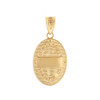 Solid Yellow Gold Archangel Saint Gabriel Diamond Oval Medallion Pendant Necklace  1.02" (25 mm)