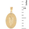 Solid Yellow Gold Archangel Saint Gabriel Diamond Oval Medallion Pendant Necklace  1.02" (25 mm)