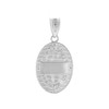 Solid White Gold Archangel Saint Gabriel Diamond Oval Medallion Pendant Necklace  1.02" (25 mm)