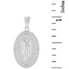 Sterling Silver Archangel Saint Gabriel CZ Oval Medallion Pendant Necklace  1.02" (25 mm)
