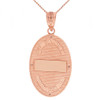 Solid Rose Gold Saint Patrick Diamond Oval Medallion Pendant Necklace 1.19" (30 mm)