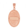 Solid Rose Gold Saint Patrick Diamond Oval Medallion Pendant Necklace 1.19" (30 mm)