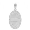 Solid White Gold Saint Patrick Diamond Oval Medallion Pendant Necklace 1.19" (30 mm)