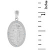 Solid White Gold Saint Patrick Diamond Oval Medallion Pendant Necklace 1.03" ( 26 mm)