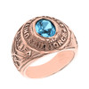 Solid Rose Gold United States Air Force Men's CZ Birthstone Ring