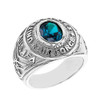 Sterling Silver United States Air Force Men's CZ Birthstone Ring