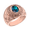 Solid Rose Gold United States Navy Men's CZ Birthstone Ring