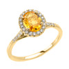 Yellow Gold Halo Solitaire Yellow Sapphire and Diamond Proposal Ring