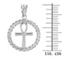 Silver Roped Circle Egyptian Ankh Cross with CZ Pendant Necklace