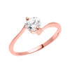 Rose Gold Modern Solitaire CZ Dainty Engagement Proposal Ring