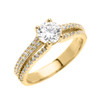 Yellow Gold Micro Pave Modern Solitaire CZ Ring