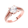 Elegant Rose Gold Modern 2.5 Carat Round Solitaire CZ Engagement Ring