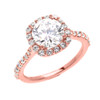 Beautiful Dainty Rose Gold 3 Carat Halo Solitaire CZ Engagement Ring