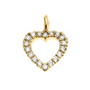 14k Yellow Gold Open Heart  Diamond Dainty Charm Pendant Necklace