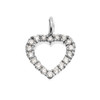 14k White Gold Open Heart  Diamond Dainty Charm Pendant Necklace