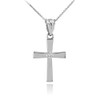 Polished White Gold Diamond Cross Charm Pendant Necklace