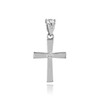 Polished White Gold Diamond Cross Charm Pendant Necklace