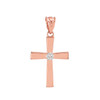 Rose Gold Diamond-Accented Cross Pendant Necklace