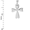 White Gold Solitaire Diamond Heart Cross Pendant Necklace