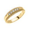 Yellow Gold Elegant Cubic Zirconia Wedding Band Ring For Him