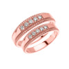 Rose Gold His and Hers Elegant Cubic Zirconia Wedding Band Rings