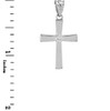 Silver Solitaire CZ-Accented Cross Pendant Necklace