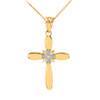 Gold Diamond Accent Solitaire Cross Pendant Necklace