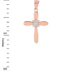 Rose Gold Diamond Accent Solitaire Cross Pendant Necklace