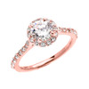 Rose Gold Dainty 1.5 Carat Round CZ Halo Solitaire Ring