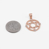 Rose Gold Roped Circle Star of David with Diamond Pendant Necklace