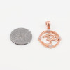 Rose Gold Roped Circle Diamond Hindu Meditation Charm Yoga "Om" (Aum) Pendant Necklace