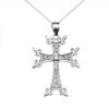 White Gold Elegant Armenian Cross CZ Pendant