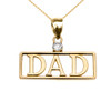 Yellow Gold "DAD" Cubic Zirconia Pendant Necklace