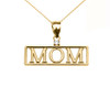 Yellow Gold "MOM" Cubic Zirconia Pendant Necklace