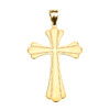 Yellow Gold High Polish Milgrain Cross Pendant Necklace (Medium)