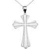 Sterling Silver High Polish Milgrain Cross Pendant Necklace (Large)