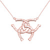 Rose Gold Criss Cross Triple Horse Shoe Good luck Pedant Necklace