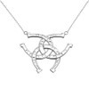 Sterling Silver Criss Cross Triple Horse Shoe Good luck Necklace