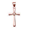 Rose Gold Solitaire Diamond Heart  Cross Pendant Necklace