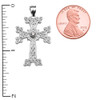 White Gold Armenian Cross Solitaire Diamond Pendant Necklace