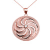 Rose Gold Shield Armenian Eternity Diamond Pendant Necklace