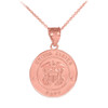 US Navy Solid Rose Gold Coin Pendant Necklace