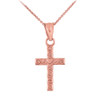 Dainty Rose Gold Twirl Cross Charm Pendant Necklace